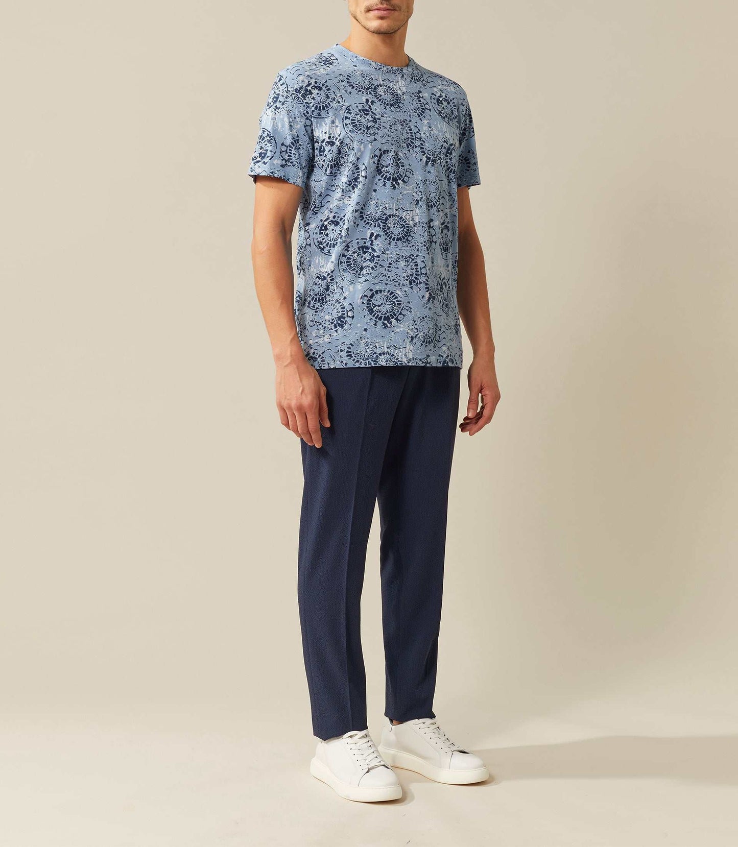 Light blue printed crew neck T-shirt “Xavier”