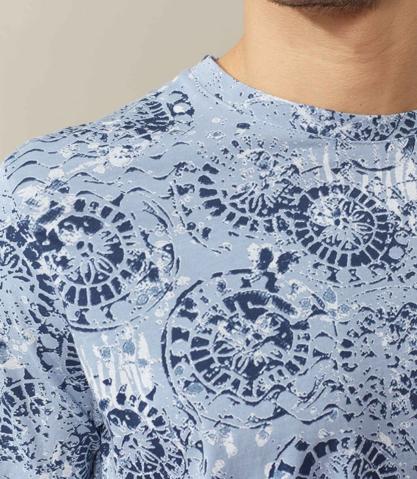 Light blue printed crew neck T-shirt “Xavier”